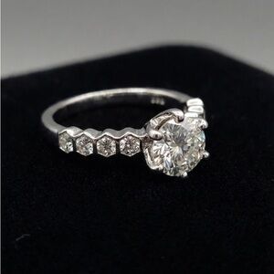 Elegant Silver Moissanite  Diamond Ring